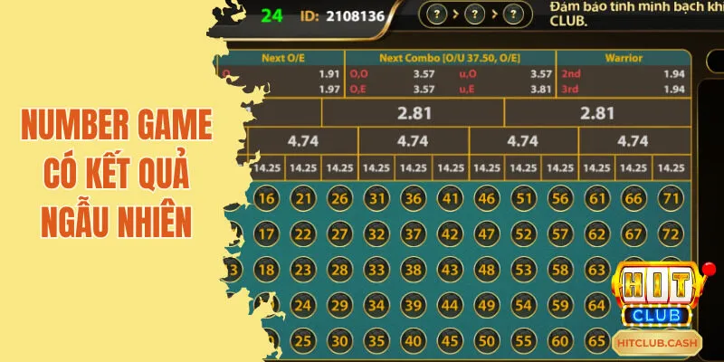 Number game có kết quả ngẫu nhiên